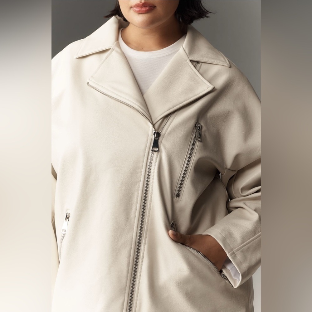 NWT! Anthropoligie Maeve Oversized Faux-Leather Moto Jacket - ππͺ - Picture 6 of 9